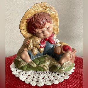 Vintage 1970’s Ceramichrome Country Child with Puppy